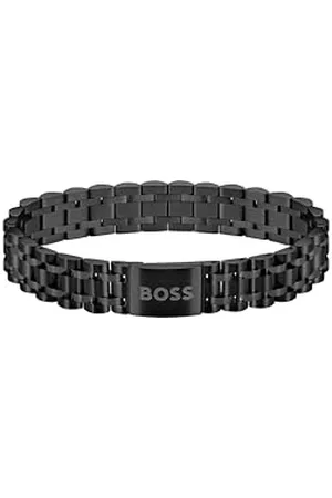 HUGO BOSS Biżuteria męska bransoletka z kolekcji OWAN z czarną powłoką jonową (IP) - 1580646, Jeden rozmiar, Stal nierdzewna, Bez kamieni szlachetnych