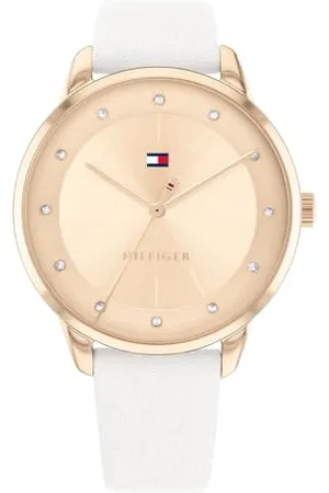 Tommy Hilfiger Damski analogowy zegarek kwarcowy ze skórzanym paskiem 1782543, Złote promienie słoneczne Ip Goździk