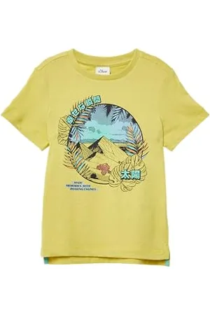 QS by s.Oliver T-shirt z nadrukiem z bocznymi szczelinami na obszyciu, , 140
