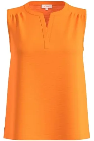 QS by s.Oliver Koszulka bez rękawów z dekoltem w tunikę i Garment Dye, Pomarańczowy , 42
