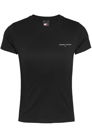 Tommy Hilfiger Damska koszulka TJW Slim Linear TEE DW0DW18785 S/S, czarna (czarna), L, , L