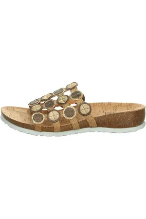 Think! Damen JULIA chromfrei gegerbte nachhaltige Pantolette, LINEN/KOMBI 4010