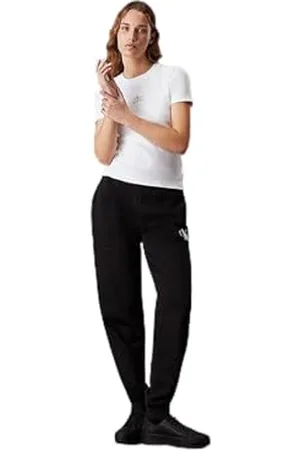 Calvin Klein Jeans Damskie spodnie dresowe MONOLOGO z mankietami J20J223590, czarne, M, , M