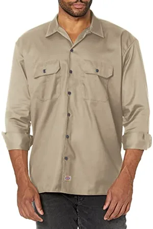 Dickies Koszula męska, długi rękaw, normalny krój, kolor piaskowy, rozmiar L, piaskowa, L, , L