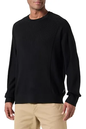 Armani Exchange Męski sweter The Grid, Sustainable, Ribs and Reverse Jersey Stitch, , L