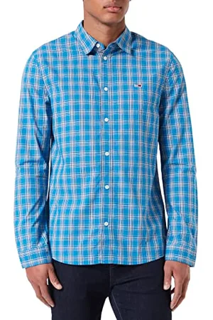 Tommy Hilfiger Męska koszulka TJM Essential Poplin Check, Regatta Blue/Multi, XL