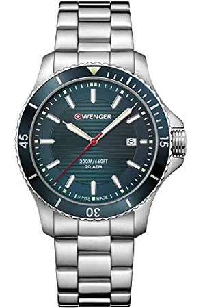 Wenger Męski zegarek na rękę Seaforce Ø 43 mm, Swiss Made, analogowy, kwarcowy, wodoszczelny do 200 m, bransoletka ze stali nierdzewnej, , bransoletka