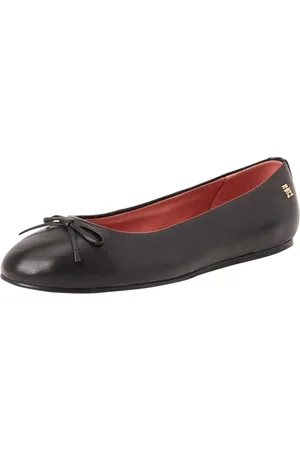 Tommy Hilfiger Damskie baleriny skórzane płaskie kokardki FW0FW08359 buty na co dzień, czarne, 37 EU, , 40 EU