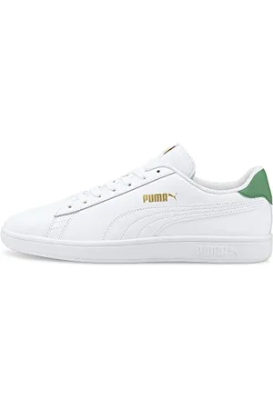 PUMA SMASH V2 L Trampki Uniseks, WHITE- WHITE-AMAZON GREEN- TEAM GOLD, 38.5 EU