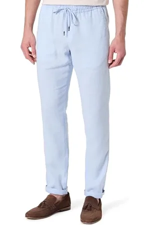 Tommy Hilfiger Męski HARLEM SORONA LINEN MW0MW38801 Chino, niebieski, 32W / 34L, , 32W / 34L