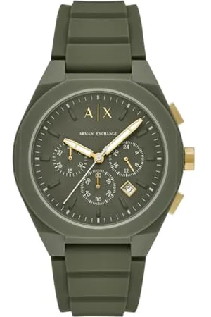 Armani Exchange Zegarek dla mężczyzn, kwarcowy mechanizm chronografu i rozmiar koperty 44 mm z paskiem silikonowym