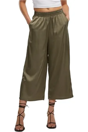 Urban classics Damskie spodnie damskie z satyny Wide Leg Culotte, szerokie spodnie damskie Culotte z satyny poliestrowej, rozmiary XS - 5XL, , 4XL