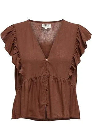 ONLY Onlrian Flonce S/S Top WVN, , XL
