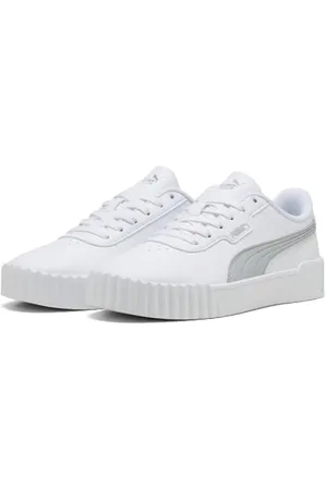 PUMA Damskie trampki Carina 3.0 Aqua Metallics, biało-srebrne, 3,5 UK, White Silver, 36 EU