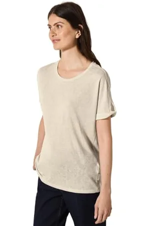 CECIL Linen Optic_ Foil Glitter Shirt Pumice beżowa M, , M