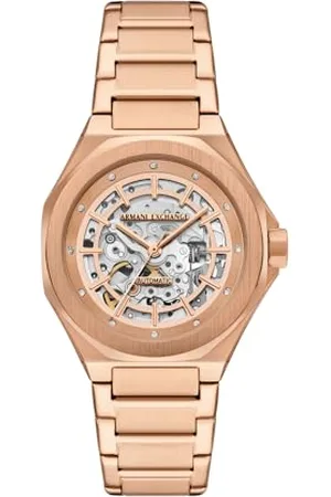 Armani Exchange Zegarek dla kobiet, automatyczny trzywskazówkowy mechanizm i koperta o średnicy 36 mm z paskiem ze stali nierdzewnej