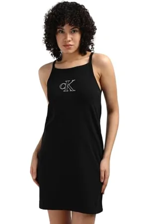 Calvin Klein Jeans Damska obcisła sukienka bez rękawów z paskami Ck, , S