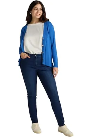 Fiorella rubino : Dżinsy skinny z niebieskim spraniem Curvy Size Spring Summer 24, , 48 Duże rozmiary