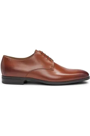 HUGO BOSS Męskie skórzane buty derby Kensington Derb z gumową podeszwą, , 45 EU