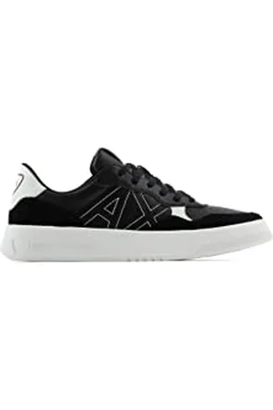 Armani Exchange Męskie sneakersy Seattle Low Contrast Stitched Side Logo Sneaker, czarne, 42 EU