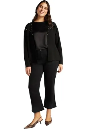 Fiorella rubino : Kick Flare Jeans total Black Curvy Size Spring Summer 24, , 42 Duże rozmiary
