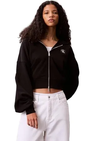 Calvin Klein Jeans Damskie bluzy A- FRNCH TRRY BDG LG LV047C216G, czarne (czarny), XXS, , XXS