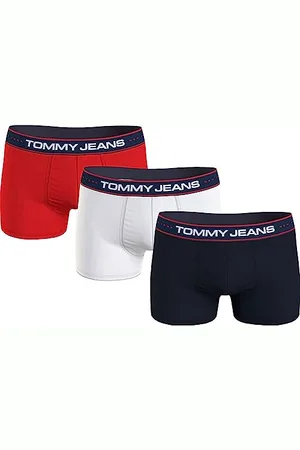 Tommy Hilfiger Tommy Jeans Bokserki męskie, Głęboki karmazyn/biały/pustynne niebo, XL