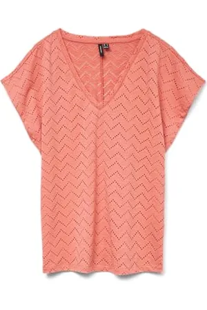 VERO MODA Vmthas SS V-Neck Top JRS Ga Vo, , XL