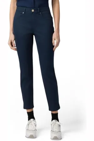 Oltre : Spodnie skinny z bawełny i Tencel z guzikiem na biżuterię Spring Summer 25, , 44