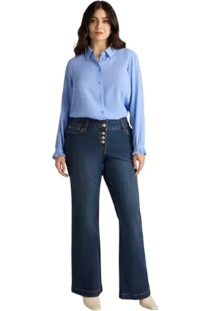 Fiorella rubino : Flare dżinsy z guzikami Curvy Size Spring Summer 24, , 48 Duże rozmiary