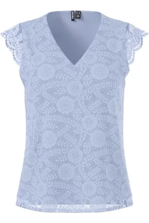 Pieces® Pcolline Sl Lace V-Neck Top Noos, , XS