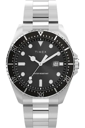 Timex Trend Zegarek Męski 42 mm – Bransoleta ze Stali Nierdzewnej w Kolorze Srebrnym, Czarna Tarcza, Srebrna Obudowa TW2Y28700