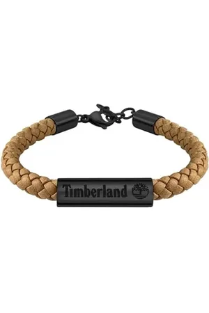 Timberland BAXTER LAKE Herren Armband aus Edelstahl Schwarz und Leder Braun, Länge: 18,5cm + 2,5cm, TDAGB0001801