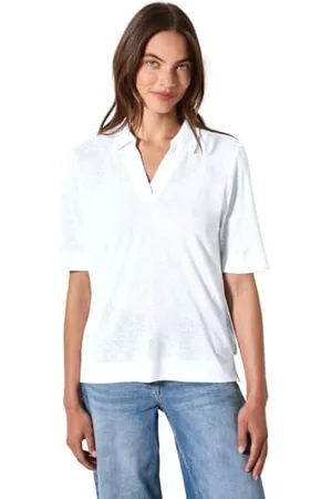 CECIL Linen Optic_Polo with Collar White XL, , XL