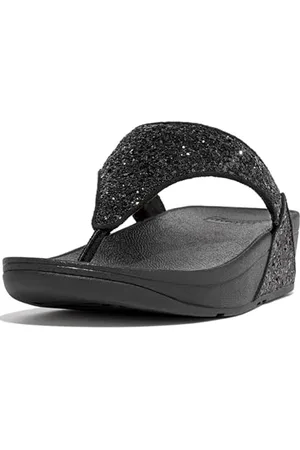 FitFlop Damskie sandały Lulu Glitter Toe-Thong Open Toe, Czarny , 43 EU