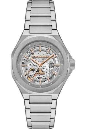 Armani Exchange Zegarek dla kobiet, automatyczny trzywskazówkowy mechanizm i koperta o średnicy 36 mm z paskiem ze stali nierdzewnej