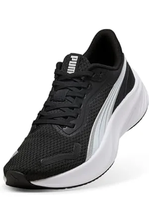 PUMA Pounce LITE JR Sneaker, czarno-białe, srebrne, 34 EU, Czarny Biały Srebrny, 38.5 EU