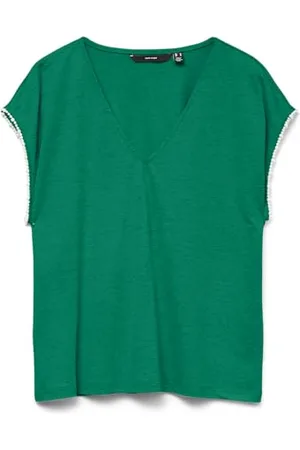 VERO MODA Vmvips Ss AVA V-Neck Top JRS Ga, , M