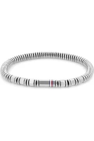 Tommy Hilfiger Bransoletka z koralików ze stali nierdzewnej, 18,5 cm, szara, dla mężczyzn, Jeden rozmiar, Kamień szlachetny, Bez kamieni szlachetnych