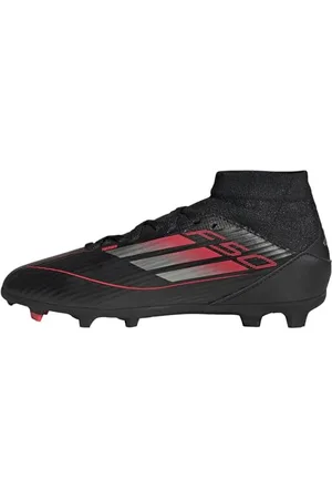 adidas Uniseks - dzieci F50 LEAGUE MID Football boots FG/MG Kids, Core Black/Iron Metallic/Lucid Red, 36 2/3 EU