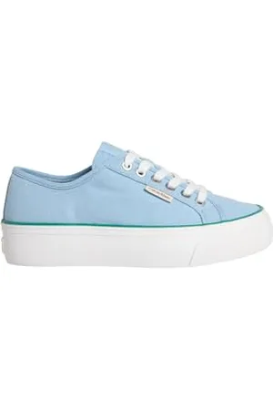 Calvin Klein Jeans Damskie logo Vulc Flatform CTN TAG YW0YW01838 Low Top, niebieski (Cool Blue/Wild Green), 5 UK, , 38 EU