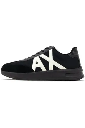Armani Exchange Męskie buty sportowe Dusseldorf Contrast Logo Sneaker, czarne, 40 EU