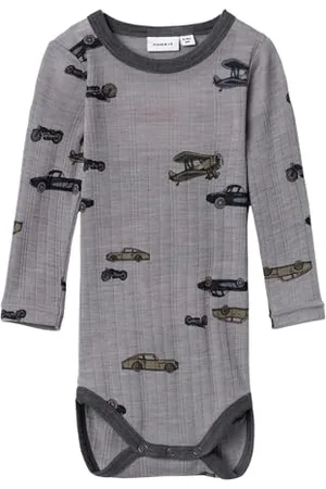 NAME IT Bestseller A/S NBMWANG Wool Needle LS Body NOOS XXIII Bodys, Silver Filigree/AOP:AOP, 68, , 68