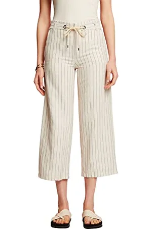 ESPRIT Culotte z paskiem do wiązania, mieszanka bawełny i lnu, , 34W / 26L