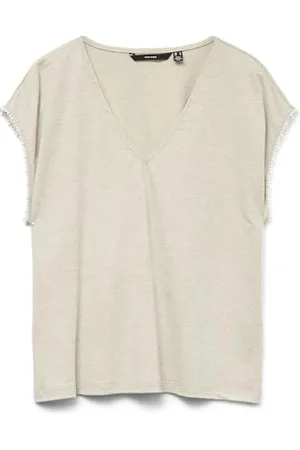 VERO MODA Vmvips Ss AVA V-Neck Top JRS Ga, , XL