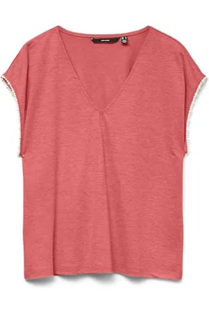 VERO MODA Vmvips Ss AVA V-Neck Top JRS Ga, , XS