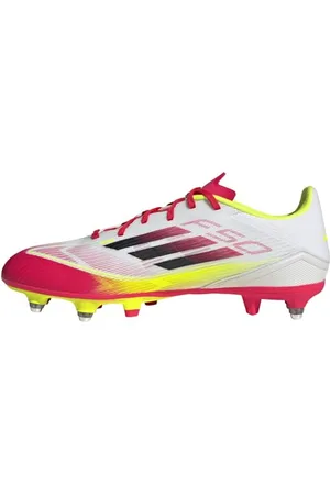 adidas Uniseks F50 LEAGUE Football boots Soft Ground, Cloud White/Core Black/Solar Yellow, 45 1/3 EU