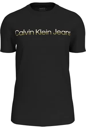 Calvin Klein Jeans Męska koszulka mieszane logo INSTYTUCJONALNE J30J325676 S/S T-Shirt, czarna (Ck Black), XL, , XL