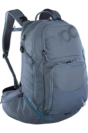 Evoc EXPLORER PRO 26, plecak (dla krótszych pleców, AIR FLOW CONTACT SYSTEM, pas biodrowy AIRO FLEX, w tym komora na bukłak do 3 l i pokrowiec przeciwdeszczowy, jeden rozmiar), stalowy