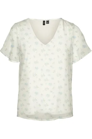 VERO MODA Vmsmilla Ss V-Neck Top WVN Ga, , L